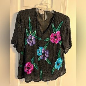 Silk Beaded Holiday Top